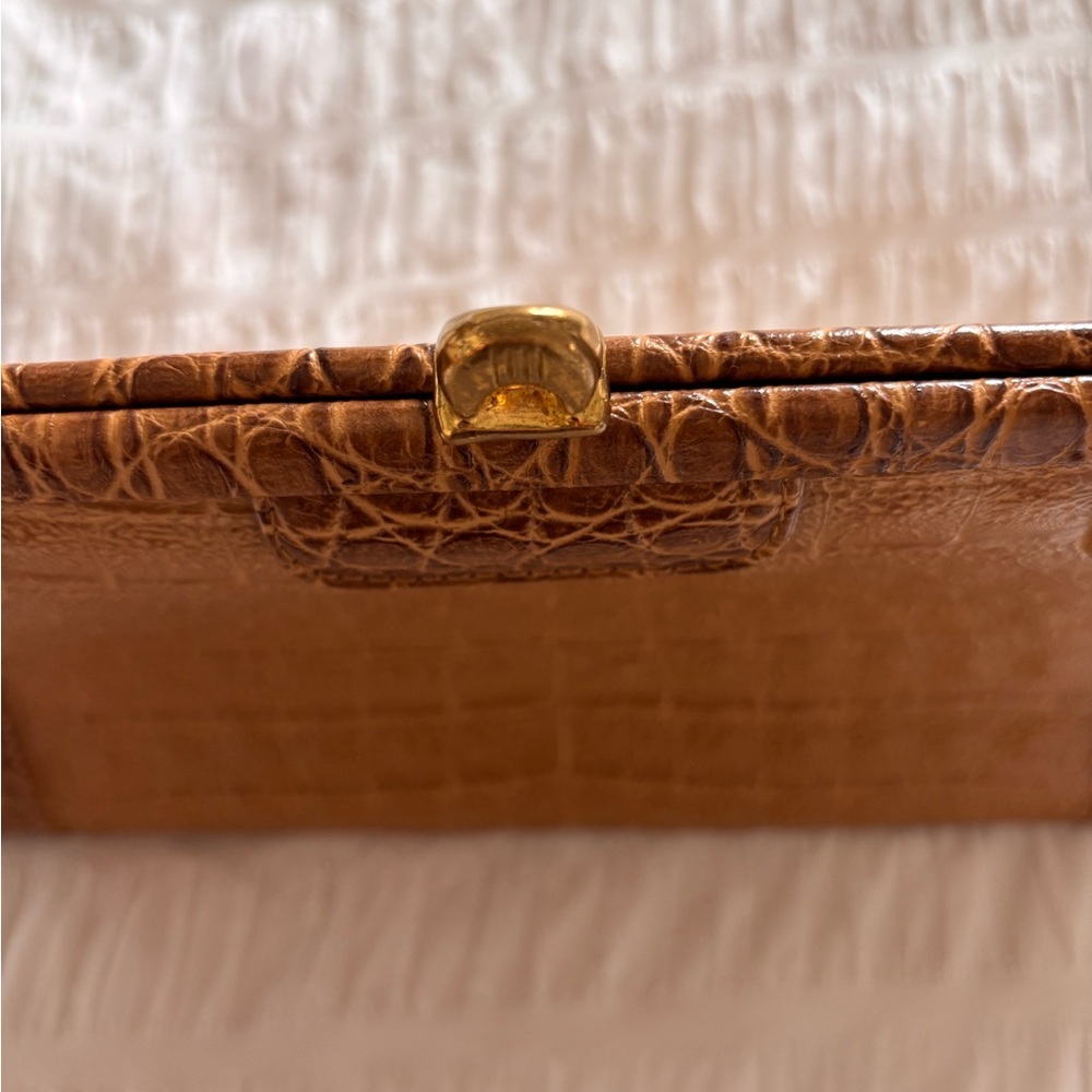 Tan Croc-Embossed Satchel Handbag - vintage Rieke - Picture 5 of 12